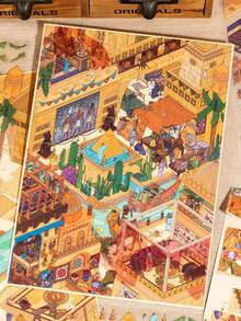 Ancient Egyptian Middle Eastern Scene Stickers, Suitable For Adult Craft Enthusiasts, Reusable PET 3D Miniature Landscape Sticker Set, Vintage Pyramid Camel Market Wall Decals, DIY Scrapbook Planner Supplies, Autumn Aesthetic Home Bedroom Decor Gift - A - View 13