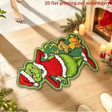 The Grinch 聖誕主題羊絨感浴室地墊，加厚吸水浴室墊，玄關門墊，聖誕裝飾禮物 - 查看 12