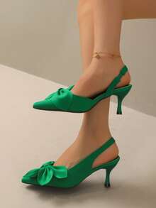 French Style Stiletto Closed Toe Sandals, New Fairy Ballet Flats Soft Pointed Toe Backless Slip-On Shoes, Spring - Green - View 5