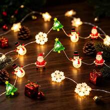 1pc Christmas LED Multicolor String Lights, Santa Claus, Christmas Tree, Snowman And Snowflake Shaped Lights, Holiday Decoration Lights, Suitable For Tree Branches, Store Windows, Living Room, Desktop, Christmas, Ramadan, Wedding, Engagement And Party Decoration - Christmas Mixed String Lights - View 11