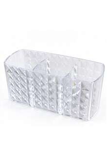 1pc High Transparency 3-Compartment Storage Box, Individually Packaged, With Exquisite Diamond Cut Texture On The Body, Smooth Rounded Edges, Non-Slip Stable Bottom, Good Dust-Proof Effect, Perfect For Vanity Or Bathroom Countertop. Multi-Compartment Design For Organized Storage Of Cotton Pads, Cotton Swabs, Lipsticks, Makeup Brushes And Other Beauty Essentials, Easy Access And Clutter-Free. Durable And Shatter-Resistant, Smooth Surface, Easy To Clean - Multi-color - View 13