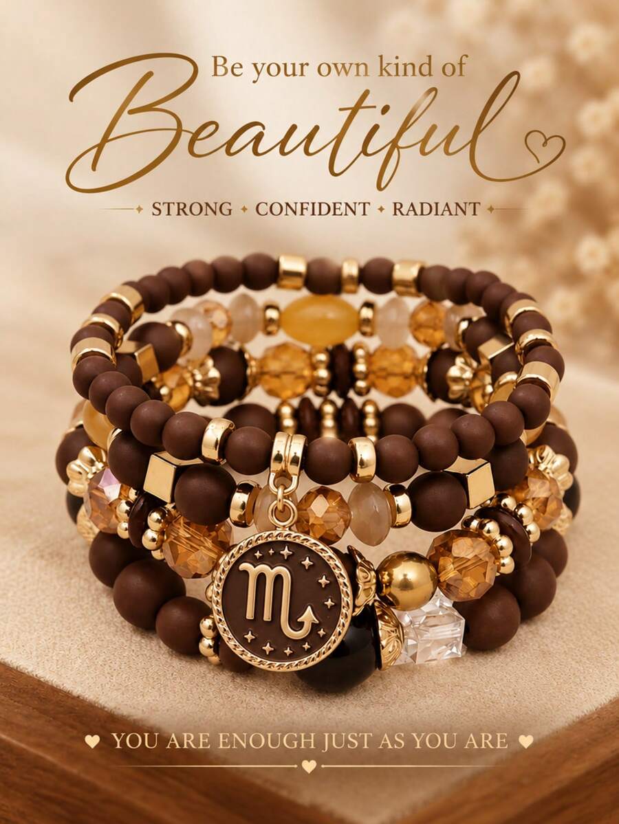 4pcs/Set Bohemian Style Scorpio Constellation Bracelet Multi-Layer ...