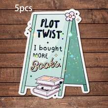 1/2/5pcs Plot Twist: I Bought Another Book Stickers | Fun & Personalized Vinyl Stickers For Planners, Journals And Laptops | Cute & Positive Design For Meditation Enthusiasts, Wellness Gurus And Book Lovers | Artistic Positive Affirmation Stickers - Multicolor - View 11
