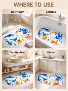 1pc Cartoon Bathroom Anti-Slip Mat, High-Density Suction Cups, Anti-Slip With Massage Particles, Fun Cartoon Pattern, Suitable For Bathroom, Bathtub, Sink, Shower And Kitchen, Bathroom Decor - Cartoon Non-slip Bath Mat - View 8