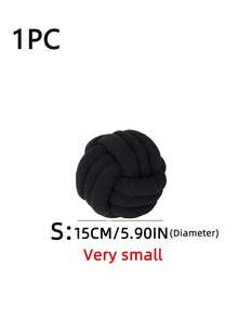 1pc Solid Color Versatile Three-Strand Hand-Woven Ball, Decorative Pillow, Sofa Coffee Table Decor, Bedroom Bedside Decorative Pillow, Black - Black - View 6