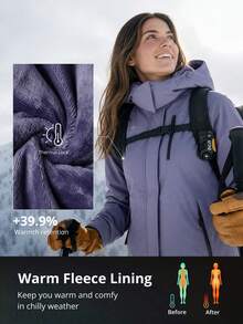 CAMEL CROWN Women's Waterproof Warm Fleece Lined Hooded Snowboard Ski Jacket Winter Coat - Night Purple - View 7