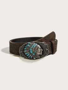 1pc Western Style Unique Vintage Floral Print Women's PU Belt, Suitable For Jeans, Music Festival And Daily Wear - Coffee - View 19