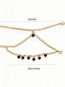 1pc Turquoise & Crystal Pendant Anklet, Summer Beach Accessories & Fashion Jewelry For Women - Gold - View 6