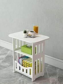 1pc Home Living Room Mini Small Square Table ,Mini Square Side Table,Creative Simplicity Small House Square Nordic Tea Table Bedside Table Small Table, Practical Book And Decor Shelves, Living Room Furniture | Minimalist Design - Multicolor - View 7