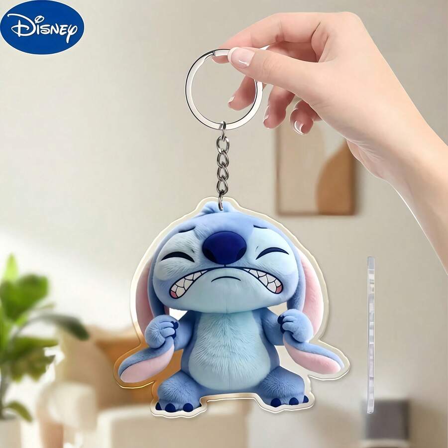1pc Disney Stitch Grumpy Creative Cartoon Keychain, Stitch Creative Cartoon Keychain Pendant, Car Keychain, Backpack Wallet Keychain, Easter Decoration, Valentine's Day Gift, Birthday Gift, Cute Keychain, Women's Keychain, Key Chain, Keychain Pendant, Women's Car Accessories, Back To School, Mexico, Christmas, Halloween Gift - Multicolor - View 1
