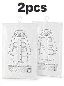 Extra Large Hanging Vacuum Compression Storage Bag, Can Hold 10 Pieces Of Clothing, Thickened Long Design, Clothing Protection Space-Saving, Closet Hanging Storage, No Electricity Needed - Multicolor - View 19