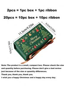 20/2pcs Christmas Gift Boxes With Satin Ribbon Bows, Christmas Tree & Snowflake Printed Hard Paper Packaging Boxes, Suitable For Holiday Party Favors, Desserts, Jewelry, Souvenir Storage, New Year Celebration Gift Packaging, Christmas Tree Decor, Christmas Decoration, Room Decor, Christmas Small Gifts - Multicolor - View 11