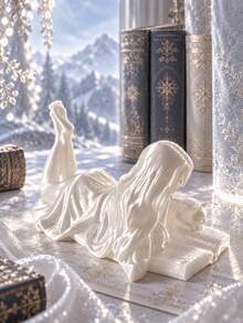 Long-Haired Woman Reading Figurine With Cat And Open Book, Reclining Pose With Raised Legs, Desktop And Bookshelf Decor For Living Room, Bedroom, Study And Office, Mother's Day, Birthday, Housewarming And Christmas Gift For Book Lovers - Statue Ornament - View 7