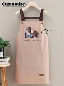 1pc Customized Kitchen Cooking Apron, Personalized Printed Logo & Name, Baking & Grilling Gift, Modern Black Polyester Oil-Resistant Material, Suitable For Garden, Housework, Mother's Day, Wedding, Graduation, Aesthetic Gift For Family And Friends - Multicolor - View 14
