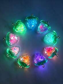 5pcs High Glossy Iridescent Transparent Strawberry Pendants For DIY Bracelet, Necklace, Earring, Mobile Phone Chain, Bag Decoration Accessory - Red - View 6