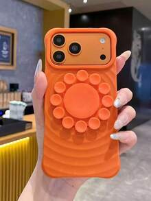 Large Hole Four-Corner Airbag Skin-Feel Wavy Texture Round Suction Cup Solid Color Soft Matte Phone Case Compatible With Apple 17/18 Pro Max 16 Pro Max Full Coverage Anti-Drop 15 Pro/14 Minimalist 13 Premium Fashion Protective Cover - Orange - View 1