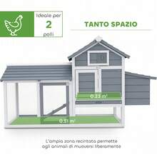 Pollaio Casetta Per Galline Ovaiole In Legno, 151.5x54x87cm, Grigio Scuro - A - View 7