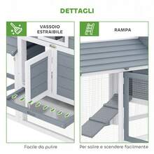 Pollaio Casetta Per Galline Ovaiole In Legno, 151.5x54x87cm, Grigio Scuro - A - View 10