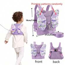1pc Anti-Lost Backpack For Toddlers And Kids, Anti-Lost Leash For Outdoor Use, Butterfly Printed Wings Pattern Random Design - Mauve Purple - View 2