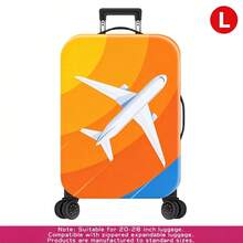 1件 S/M/L/XL 森林油畫風景 + 極簡飛機圖案行李箱套，耐用彈性旅行行李箱防塵套 - 橘色 - 查看 9