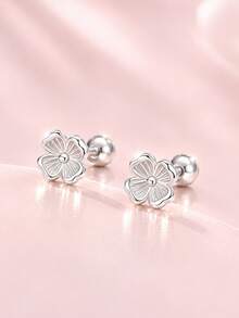 FOREVER QUEEN 1PC 925 Sterling Silver Nose Stud Flat Back Cartilage Earring Lucky Four Leaf Clover Labret Monroe Lip Piercing Jewelry For Women Men - Single - View 2