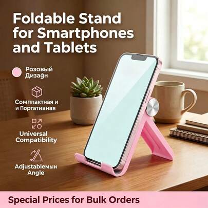 5 Peças Suporte de Telefone de Mesa Dobrável e Portátil, Material ABS Premium, Ângulo Ajustável, Tamanho de Bolso Leve, Adequado para Todos os Smartphones e Tablets, Estável e Antiderrapante, Economiza Espaço
