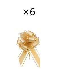 6pcs/1pc - Pull Bow Ribbon Bows, Large Christmas Pull Bows Ribbons, Reusable Birthday Ribbon Bows For Gift Boxes, Decorations, Wedding Baskets, Birthday Party Gifts, Christmas Gifts, Christmas Party Supplies (Gold) - Gold - View 8
