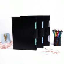 1pc A4 Folding File Folder, 12 Pockets Waterproof Expandable Document Bag, Round Snap Button Large Capacity Multi-Layer Paper Classification Storage Bag, Suitable For Office And School Document Storage And Organization - Multiple Styles - View 2