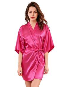 Customized Satin Bridal Half Sleeve Robe,Personalized Bridesmaid Wedding Robe,Personalized Satin Robe,Bridesmaid Prep Robe,Wedding Party Robe,Size-XL - Multicolor - View 15