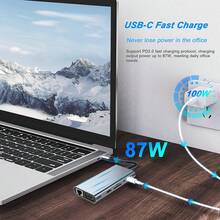 KLACK محور USB-C 10 في 1 مع مخرج فيديو 4K، VGA، USB 3.0، RJ45، وقارئ بطاقة SD - مشاهدة 4