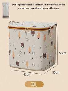 Large Capacity Foldable Handled Clothes Storage Box, Cute Pattern Design Makes Home Organization More Fun, Reinforced Portable Bedding Storage Bag, Space-Saving Wardrobe Storage Organizer, Suitable For Bedroom, Home, Dorm, Also Can Be Used As Laundry Basket Or Toy Storage - Multicolor - View 12