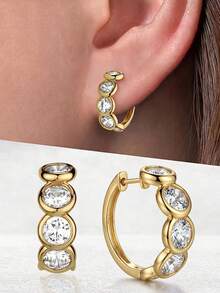 2pcs Cubic Zirconia Inlaid Pendant Earrings, Suitable For Women, Perfect For Weddings, Engagements, Anniversaries, Parties, Valentine's Day And Other Occasions - Earrings - View 1