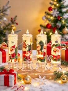 4pcs Christmas LED Electronic Candles, Santa Claus Flameless Night Light, Scene Decoration Props Holiday Candles, Silent (Battery Included), Suitable For Home Decor, Holiday Birthday Party Atmosphere Light - Multicolor - View 11