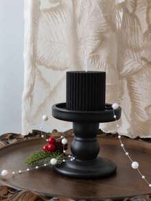 Halloween Decorative Cylindrical Scented Candles, Decorative Candle Set, Pillar Candles With Candle Holders, Gift For Best Friend, Gift For Women, Winter Gift, Home Decor Candles, Christmas Taper Candles - Black - View 18