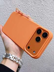 高品質液態矽膠手機殼，最新相容 iPhone 18/17/17Air/17Pro/17promax/16/15/14/13/12/11 Pro Max，軟蠟橡皮擦橘色手機殼，親膚觸感紋理 - 橘色 - 查看 4