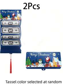 1pc 10-Slot Foldable Christmas Cash Gift Card Storage Box, Santa Claus Snowflake Tree Pattern And Merry Christmas Text, Red, Can Hold Cash Gift Cards, Suitable For Birthday, Holiday Gift Bags, Party Events, Christmas Stocking Fillers, Christmas Decoration - Multicolor - View 12