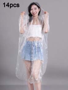 1/2/3/4/5/8pcs Disposable Portable Rain Poncho, Lightweight Transparent Waterproof Adult Emergency Raincoat, Random Style, Suitable For Camping, Hiking - Multicolor - View 17