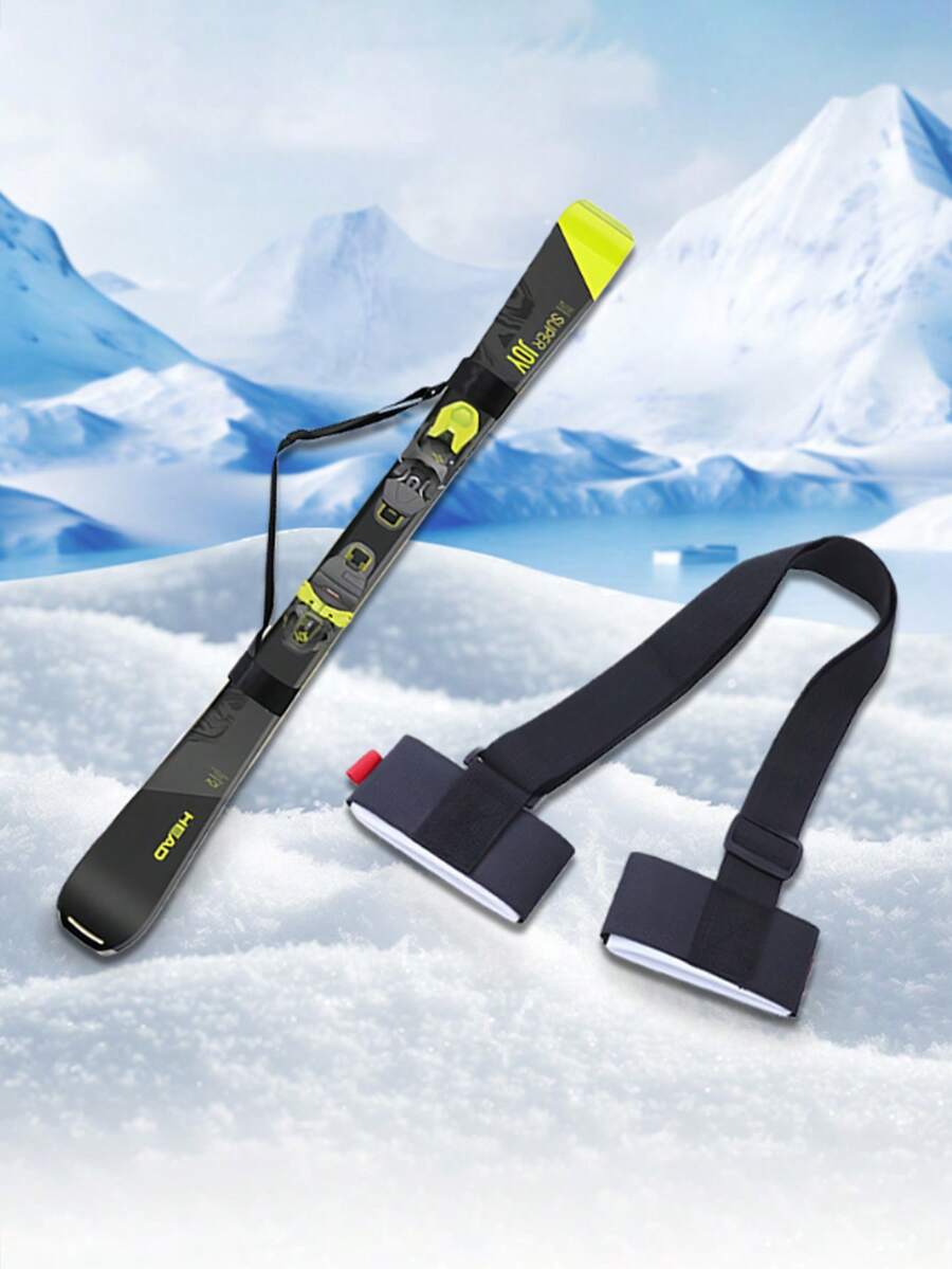 Universal Adjustable Ski Carrier Strap, Portable Snowboard Carrier Shoulder Straps, Cushioned Nylon Shoulder Harness, Non-Waterproof Lightweight Skiing Backpack Accessory Sleigh Strap For Men & Women (The Direction Of Hook And Loop Pasting Is Random)