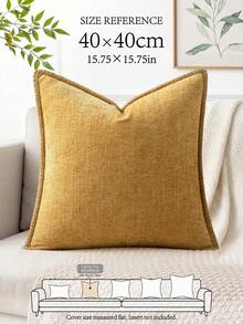 LongNap 1pc Soft & Comfortable Skin-Friendly Double-Sided Chenille Pillow Cover With Sewn Edges (Without Filler), Velvet Farmhouse Pillow Sham For Spring/Summer, Decorative Square Pillow Case For Sofa/Bed - Gold - View 9