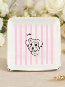 1pc Customized Jewelry Tray,Ceramic Ring Dish,Jewelry Display Plate,Customized Best Pet Portrait Jewelry Tray,Can Customize Photos - Multicolor - View 8