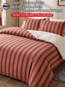 2/3pcs Orange Striped Pattern Duvet Cover Set, Bedding Set, Duvet Cover, Comfortable And Breathable, Skin-Friendly, Machine Washable, Room Decor, Bedroom Decor, Dorm, All Season, Suitable For Single/Double/Queen/King Size Bed, Autumn Home Decor, Duvet Insert Not Included - Multicolor - View 23