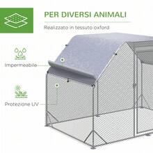 Recinto Per Galline Con Telo Di Copertura Per 4-6 Polli In Acciaio, 280x190x195 Cm - A - View 10