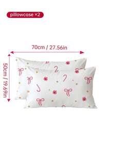 HONEYMOON 2pcs Christmas Theme Printed Pillowcases - 100% Polyester Lightweight Cloud-Like Fabric, Exquisite Print, No Pillow Insert, Soft & Breathable, Wrinkle-Resistant, Envelope Closure - Suitable For Home, Dorm, Sofa, Machine Washable - Multicolor - View 9