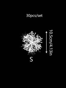 30pcs/Set White Snowflake Christmas Hanging Decorations, Christmas Tree Snowflake Ornaments, Suitable For Home Party, Christmas Tree Decoration, Holiday And New Year Celebration - White - View 8