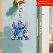 Disney Stitch Letter Embroidered Keychain, 26 'A-Z' Floral Cartoon Pattern Keychains, Suitable For Bags, Keys And Car Keys, Travel Accessories Gift, Cute Floral Keychain Design, Smooth Surface, Keychain, Decorative Keychain, Cartoon Keychain, Christmas Gift, Fan Gift, Holiday Gift, Home Decor, Halloween Gift, Pink Keychain, Fan Gift, Christmas Gift - Multicolor - View 25
