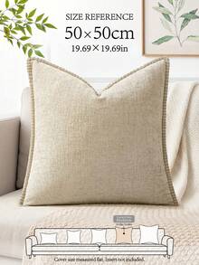 LongNap 1pc Soft & Comfortable Beige Chenille Pillow Cover With Sewn Edges, Suitable For Sofa And Bed, Spring/Summer - Beige - View 7