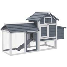 Pollaio Casetta Per Galline Ovaiole In Legno, 151.5x54x87cm, Grigio Scuro - A - View 3