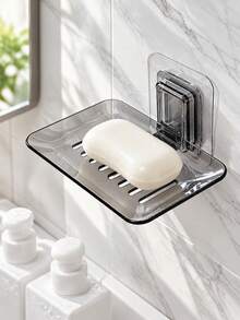 No-Drill Wall Mounted Soap Grid With Drainage Design Imitation Rattan Plastic Soap Holder Wall Mounted Soap Dish For Soap Bath Ball Brush Headwear Soap Rack Door Back Storage Hanger Kitchen Organization Accessories Home Room Decor House Essentials - Multicolor - View 6