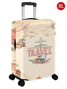 1件 S/M/L/XL 森林油畫風景 + 極簡飛機圖案行李箱套，耐磨彈性旅行行李箱防塵套 - 杏色 - 查看 13