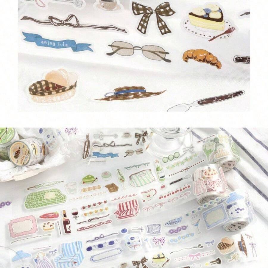 Minimalist Design Corner Warm Sunlight Die-Cut Washi Tape, Seine Evening Breeze Series Salt-Style Border Planner DIY Decorative Stickers - Round - View 1
